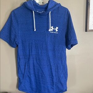 Under Armour Men’s Short-Sleeve Hoodie in Royal Blue with White Logo